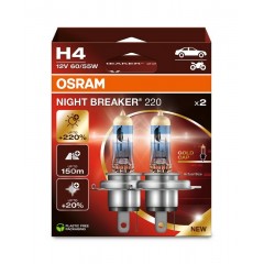 Лампа H4 OSRAM NIGHT BREAKER +220% 60/55W 12V P43t 64193NB220-2HB (2 шт.)