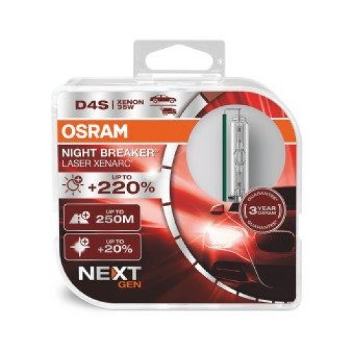 66440XNN-HCB-DUO OSRAM Лампа D4S 35W P32D-5 XENARC NIGHT BREAKER LASER NEXT GEN +220% (заміна 66440X 66440XNN-HCB