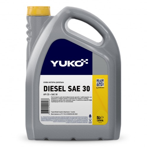 Олива моторна YUKO DIESEL AGRO SAE 30 API CС каністра 5л ПЕ 22383