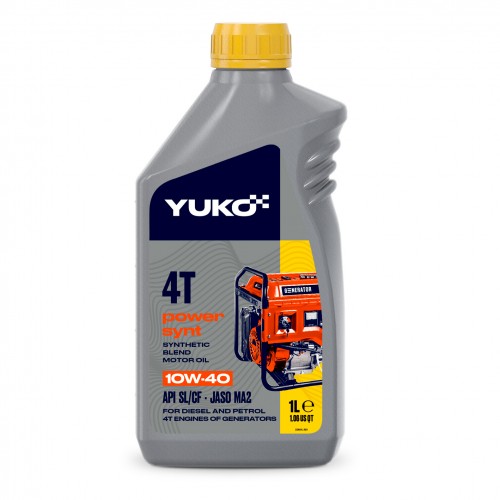 Олива моторна YUKO POWER SYNT 4Т 10W-40 API SL/CF, JASO MA2 каністра 1л ПЕ 24618