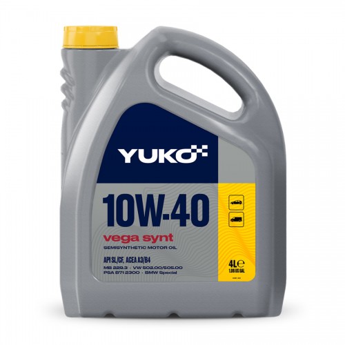 Олива моторна YUKO VEGA SYNT 10W-40 API SL/CF каністра 4л ПЕ