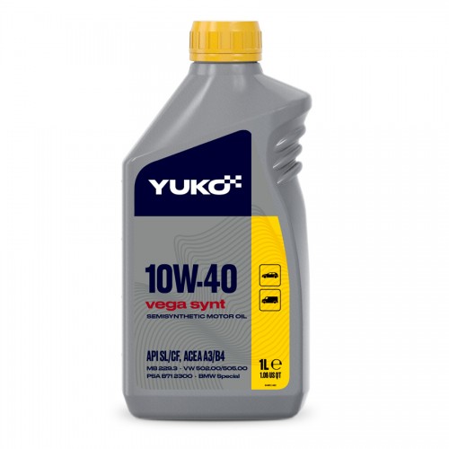 Олива моторна YUKO VEGA SYNT 10W-40 API SL/CF каністра 1л ПЕ