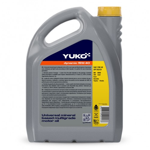 Олива моторна YUKO DYNAMIC 15W-40 API SG/CD каністра 5л ПЕ