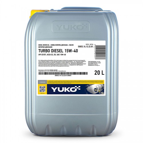 Олива моторна YUKO TURBO DIESEL 15W-40  API CD/SF 17,5кг каністра 20л ПЕ 21333