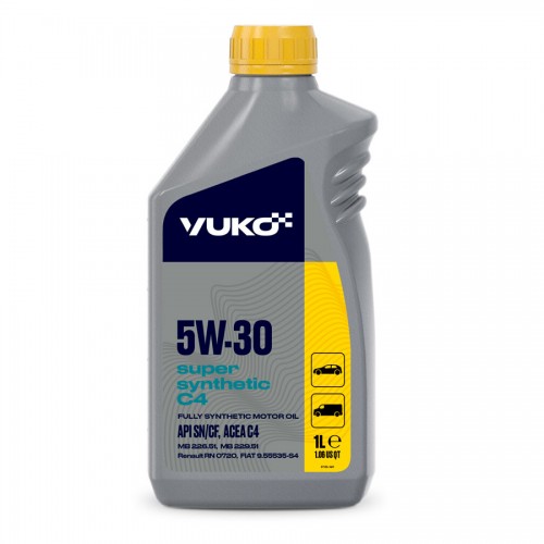 Олива моторна VUKO SUPER SYNTHETIC С4 5W-30  API SN/CF, ACEA C4  каністра 1л ПЕ