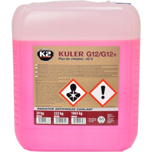 Рідина охолоджуюча K2 Kuler Long Life -35 °C G12 червона 22 кг (W406C) K20497