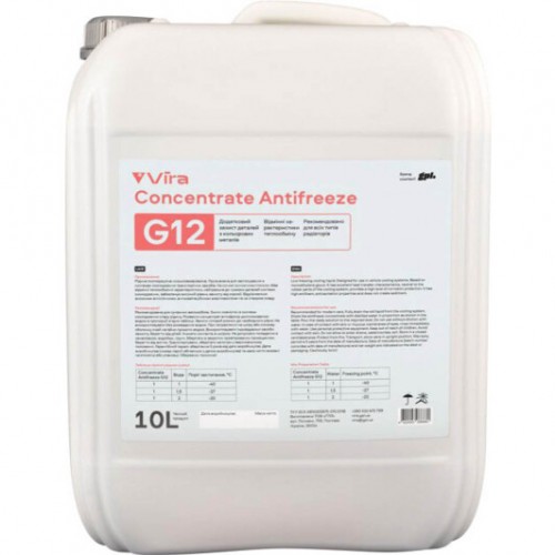 Рідина охолоджуюча VIRA Concentrate Antifreeze G12 червона концентрат 10 л (VI4001) VI4001