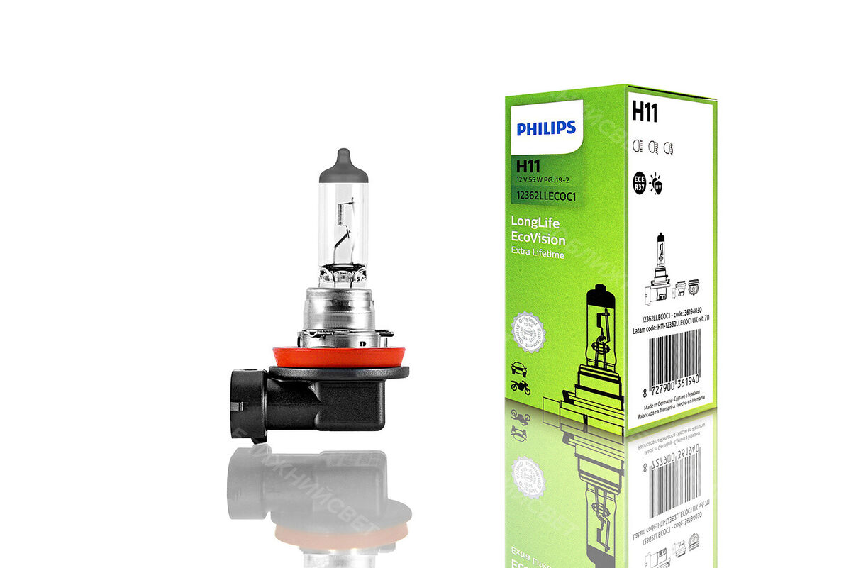 Автолампа Philips LLECO 12362 H11 LL ECO CP 12V55W (PGJ19-2)