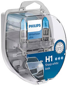 Автолампа Philips Н1/W5W 12258 WVU 12V WhiteVision ultra +60% (3700K) (блістер)