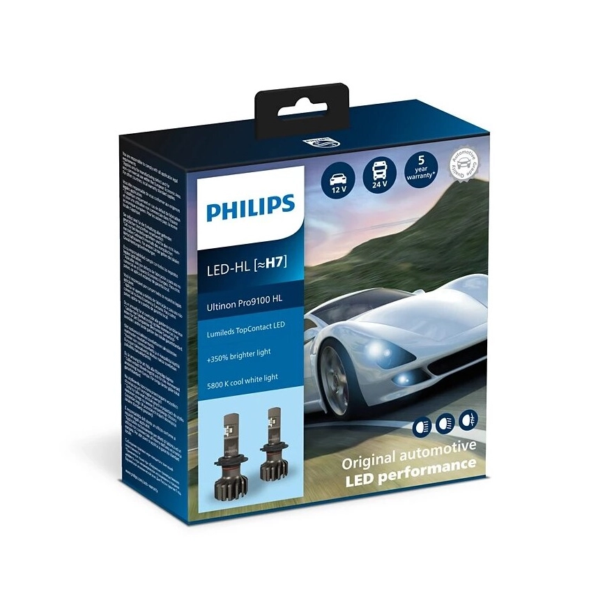 Комплект автоламп Philips LED H7 11972U91 12/24V Ultinon Pro9100 +350% X2