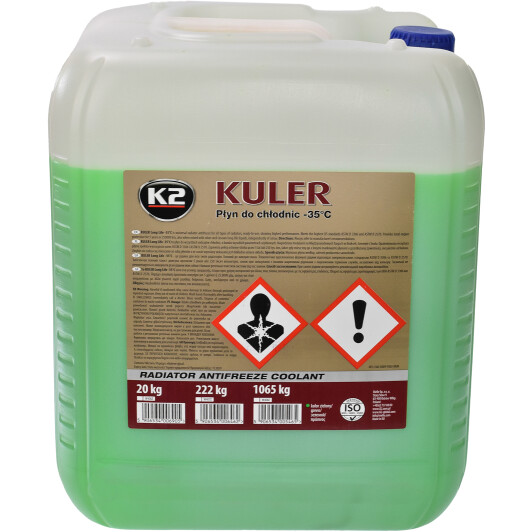 Рідина охолоджуюча K2 Kuler Long Life -35 °C G11 зелена 22 кг (W406Z)
